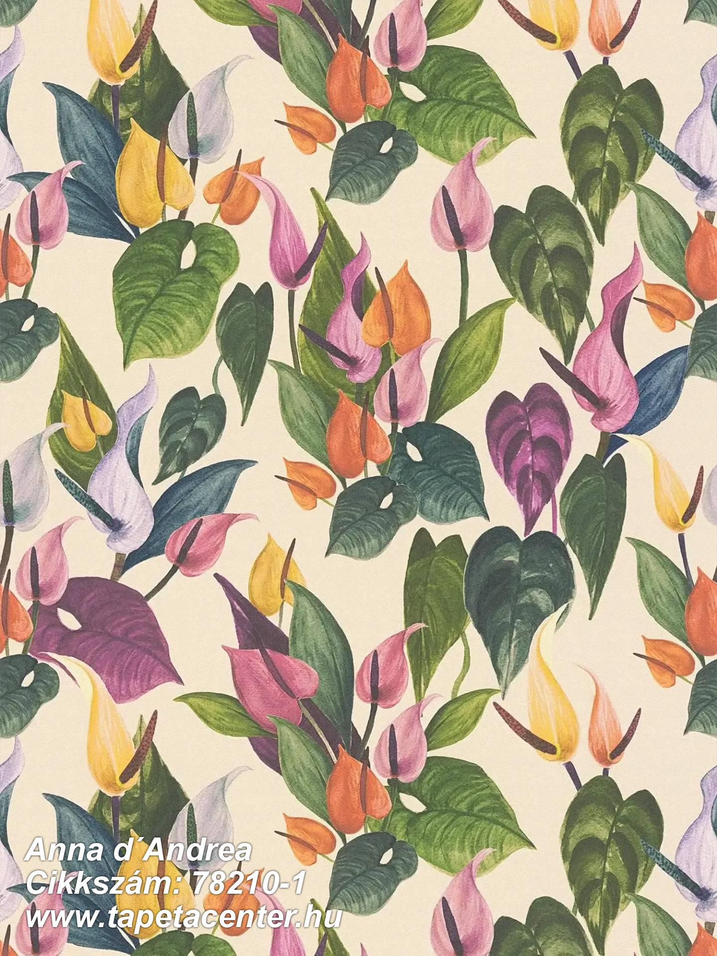Természeti mintás,virágmintás,bézs-drapp,kék,lila,narancs-terrakotta,pink-rózsaszín,sárga,zöld,lemosható,vlies tapéta 